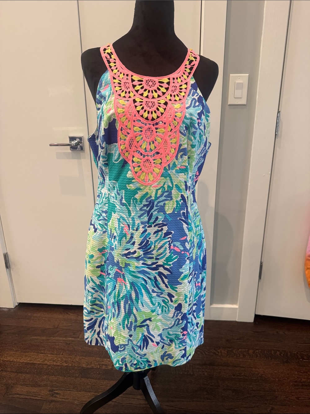 Lilly Pulitzer Blue Green Coral Printed Sleeveless Dress